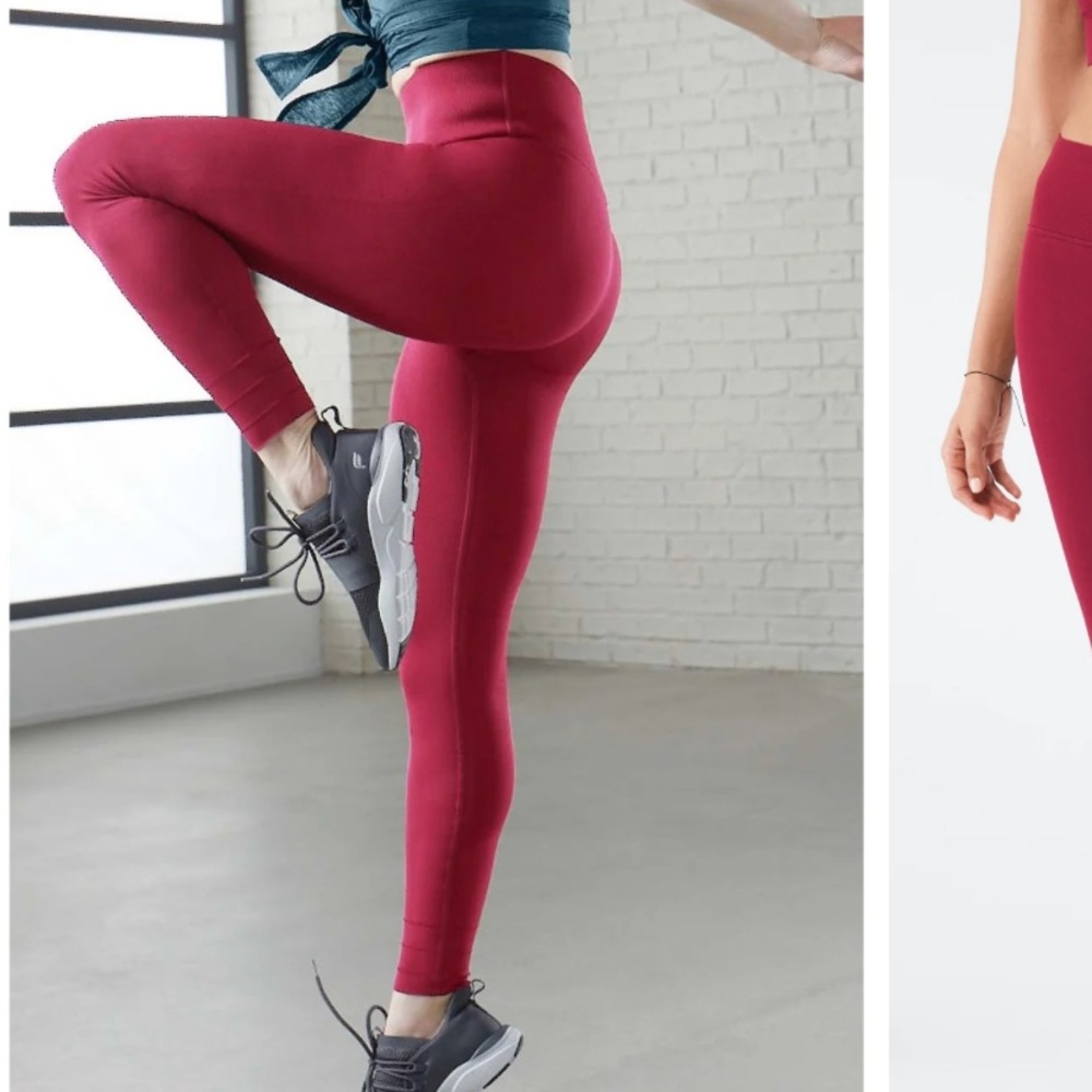NWT Fabletics Women's Cherry Red High-Waisted Sculptknit Essential Leggings